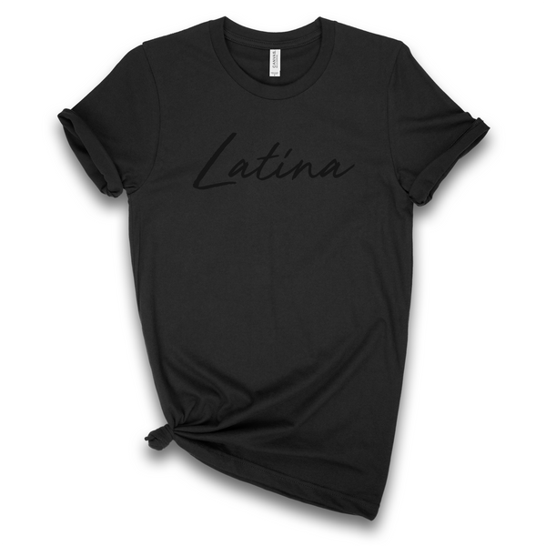 'Latina' Script T-Shirt - All Black - Premium Ring-Spun Cotton