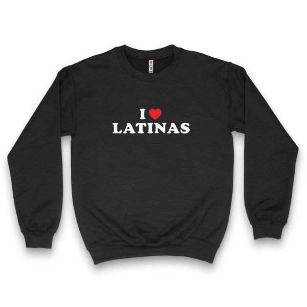 'I ❤️ Latinas' Crewneck Sweatshirt - Black - Premium Brushed Fleece Cotton Blend