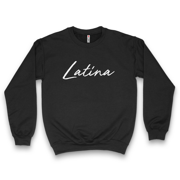 'Latina' Script Crewneck Sweatshirt - Black/White - Premium Cotton Blend