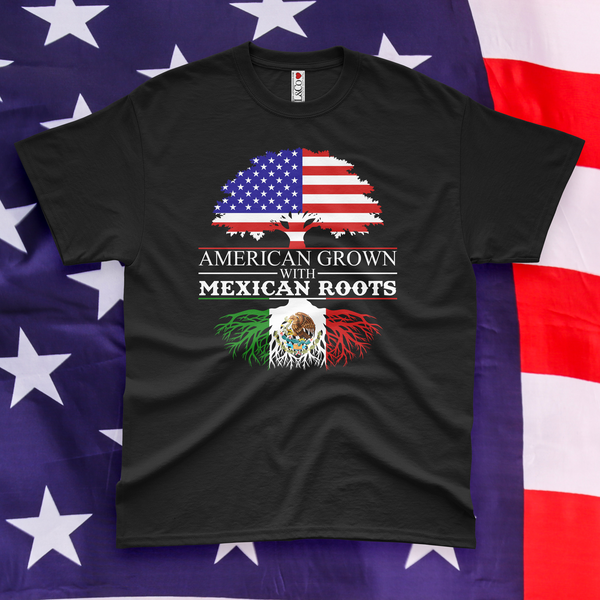 'American Grown With Mexican Roots' Men's T-Shirt - Black - Premium Heavy Weight Cotton