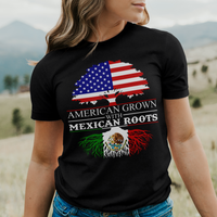 'American Grown With Mexican Roots' T-Shirt - Black - Premium Ring-Spun Cotton
