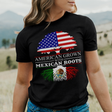 'American Grown With Mexican Roots' T-Shirt - Black - Premium Ring-Spun Cotton