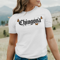 'Chingona' Monarch Butterfly T-Shirt - White - Premium Ring-Spun Cotton
