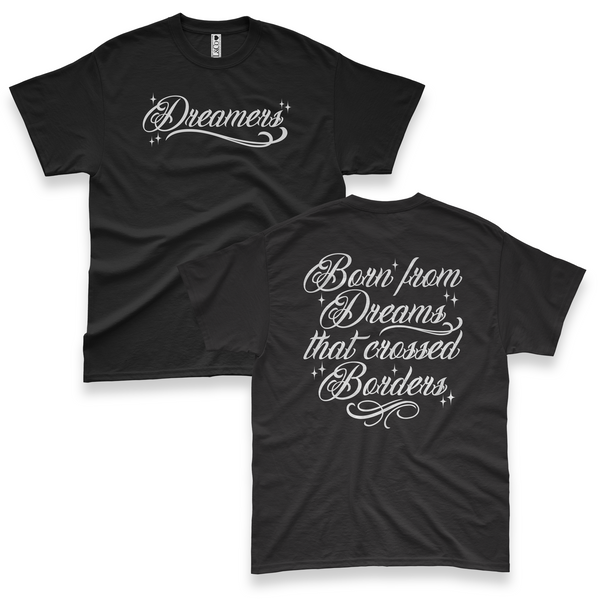 'Dreamers: Born From Dreams That Crossed Borders' Unisex T-Shirt - Black - Premium Cotton
