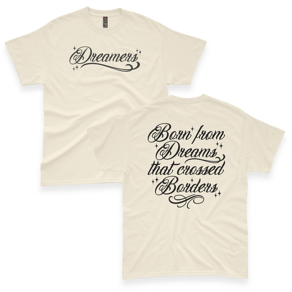 'Dreamers: Born From Dreams That Crossed Borders' Unisex T-Shirt - Ivory - Premium Cotton
