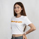 'Flamin Hot Latina' Crop Top Shirt - White - Premium Ring-Spun Cotton