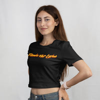 'Flamin Hot Latina' Crop Top Shirt - Black - Premium Ring-Spun Cotton