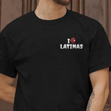 Man wearing a black t-shirt with 'I ❤️ LATINAS'