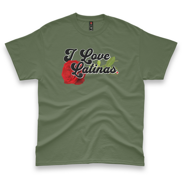 'I Love Latinas' Men's T-Shirt - Military Green - Premium Heavy Weight Cotton