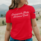 'Immigrants Make America Great' T-Shirt - Red - Premium Ring-Spun Cotton