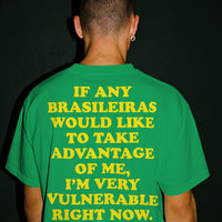 'I'm Very Vulnerable' *Brasilieras Version* Men's T-Shirt - Green - Premium Heavy Weight Cotton