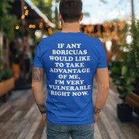 'I'm Very Vulnerable' *Boricuas Version* Men's T-Shirt - Blue - Premium Heavy Weight Cotton