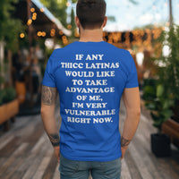'I'm Very Vulnerable' *Thicc Latinas Version* Men's T-Shirt - Blue - Premium Heavy Weight Cotton