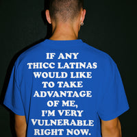 'I'm Very Vulnerable' *Thicc Latinas Version* Men's T-Shirt - Blue - Premium Heavy Weight Cotton