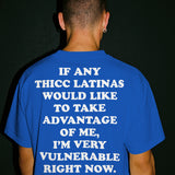 'I'm Very Vulnerable' *Thicc Latinas Version* Men's T-Shirt - Blue - Premium Heavy Weight Cotton