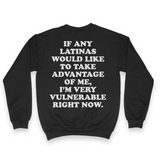 'I'm Very Vulnerable' *Latinas Version* Men's Sweatshirt - Crewneck - Black - Premium Brushed Fleece