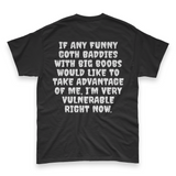 'I'm Very Vulnerable' *Funny Goth Baddies* Spooky Season Men's T-Shirt - Black - Premium Cotton
