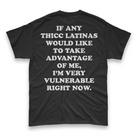 'I'm Very Vulnerable' *Thicc Latinas Version* Men's T-Shirt - Black - Premium Heavy Weight Cotton