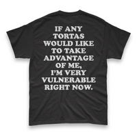 'I'm Very Vulnerable' *Tortas Version* Men's T-Shirt - Black - Premium Heavy Weight Cotton