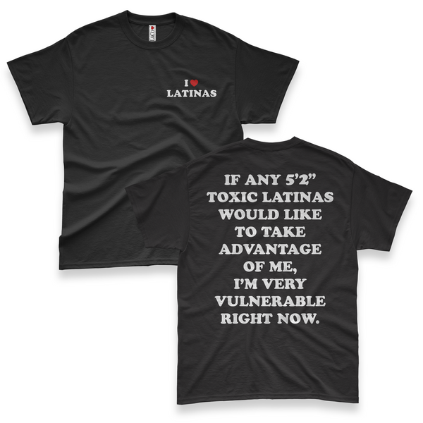 'I'm Very Vulnerable' *5'2" Toxic Latinas Version* Men's T-Shirt - Black - Premium Heavy Weight Cotton