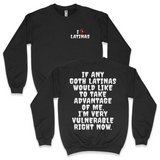 'I'm Very Vulnerable' *Goth Latinas Version* Men's Sweatshirt - Crewneck - Black - Premium Brushed Fleece