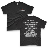 'I'm Very Vulnerable' *Thicc Latinas Version* Men's T-Shirt - Black - Premium Heavy Weight Cotton