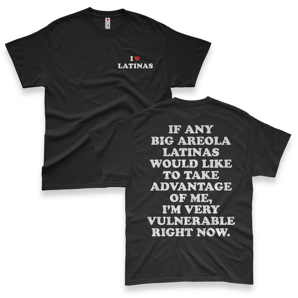 'I'm Very Vulnerable' *Big Areola Latinas Version* Men's T-Shirt - Black - Premium Heavy Weight Cotton