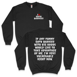 'I'm Very Vulnerable' *Funny Goth Baddies* Spooky Season Sweatshirt - Black - Premium Brushed Fleece