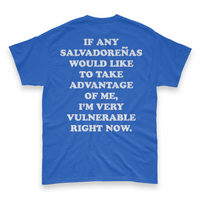 'I'm Very Vulnerable' *Salvadoreñas Version* Men's T-Shirt - Blue - Premium Heavy Weight Cotton