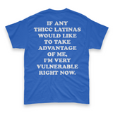 'I'm Very Vulnerable' *Thicc Latinas Version* Men's T-Shirt - Blue - Premium Heavy Weight Cotton