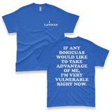 'I'm Very Vulnerable' *Boricuas Version* Men's T-Shirt - Blue - Premium Heavy Weight Cotton