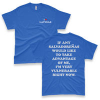 'I'm Very Vulnerable' *Salvadoreñas Version* Men's T-Shirt - Blue - Premium Heavy Weight Cotton
