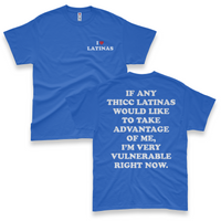 'I'm Very Vulnerable' *Thicc Latinas Version* Men's T-Shirt - Blue - Premium Heavy Weight Cotton