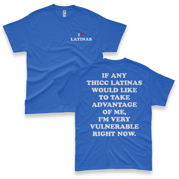 'I'm Very Vulnerable' *Thicc Latinas Version* Men's T-Shirt - Blue - Premium Heavy Weight Cotton