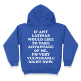 'I'm Very Vulnerable' *Latinas Version* Men's Hoodie - Blue - Premium Brushed Fleece