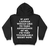 'I'm Very Vulnerable' *Latinas Version* Men's Hoodie - Black - Premium Brushed Fleece