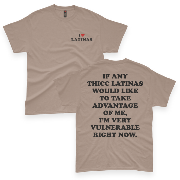 'I'm Very Vulnerable' *Thicc Latinas Version* Men's T-Shirt - Mocha - Premium Heavy Weight Cotton