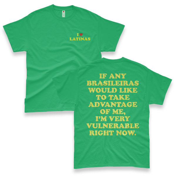 'I'm Very Vulnerable' *Brasilieras Version* Men's T-Shirt - Green - Premium Heavy Weight Cotton