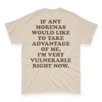 'I'm Very Vulnerable' *Morenas Version* Men's T-Shirt - Sand - Premium Heavy Weight Cotton