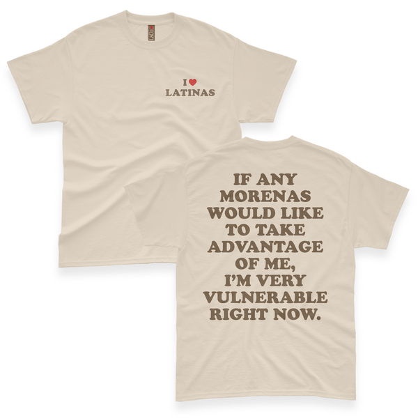'I'm Very Vulnerable' *Morenas Version* Men's T-Shirt - Sand - Premium Heavy Weight Cotton