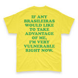 'I'm Very Vulnerable' *Brasilieras Version* Men's T-Shirt - Yellow - Premium Heavy Weight Cotton