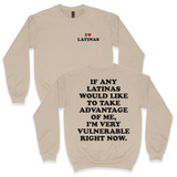 'I'm Very Vulnerable' *Latinas Version* Men's Sweatshirt - Crewneck - Sand - Premium Brushed Fleece