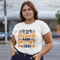 'Thick Thighs And Spooky Vibes' T-Shirt - White - Premium Cotton