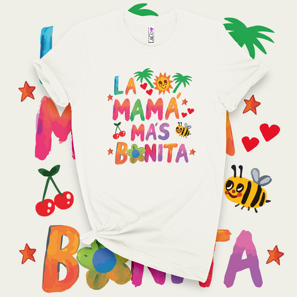 'La Mama Mas Bonita' Karol G Font T-Shirt - Ivory - Premium Ring-Spun Cotton