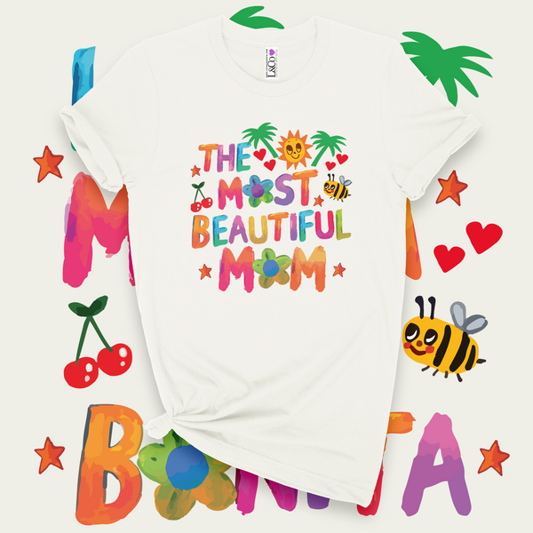 'The Most Beautiful Mom' Karol G Font T-Shirt - Ivory - Premium Ring-Spun Cotton