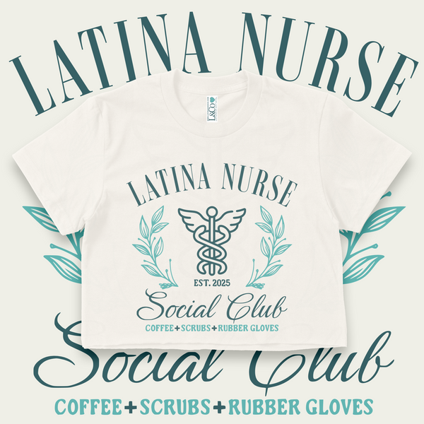 'Latina Nurse' Crop Top Shirt - Ivory - Premium Ring-Spun Cotton