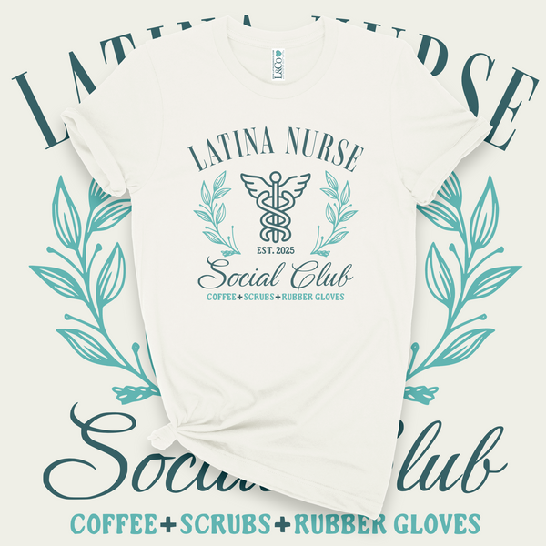 'Latina Nurse Social Club' T-Shirt - Ivory - Premium Ring-Spun Cotton