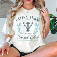 'Latina Nurse Social Club' T-Shirt - Ivory - Premium Ring-Spun Cotton
