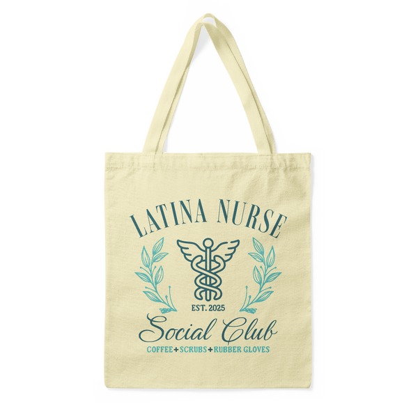'Latina Nurse Social Club' NATURAL Premium Tote Bag