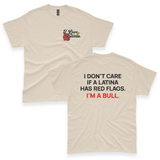 'I Don't Care If A Latina Has Red Flags. I'm A Bull.' Men's T-Shirt - Sand - Premium Cotton